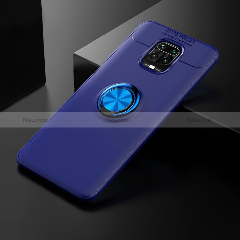 Ultra-thin Silicone Gel Soft Case Cover with Magnetic Finger Ring Stand SD1 for Xiaomi Poco M2 Pro Blue