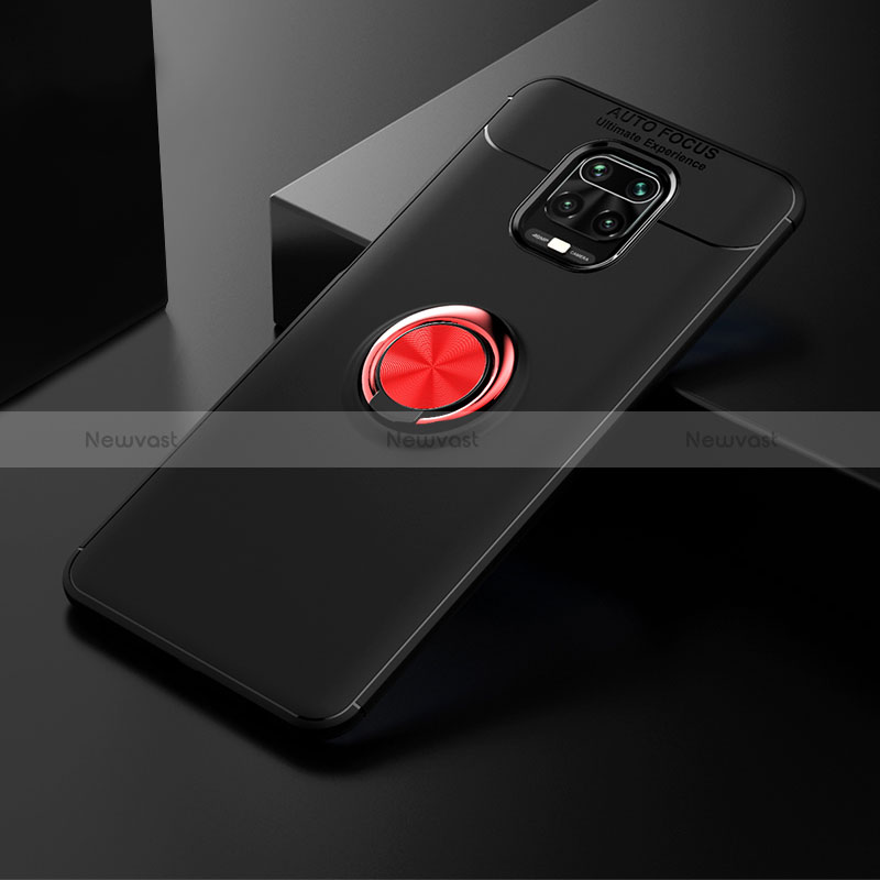 Ultra-thin Silicone Gel Soft Case Cover with Magnetic Finger Ring Stand SD1 for Xiaomi Poco M2 Pro Red and Black