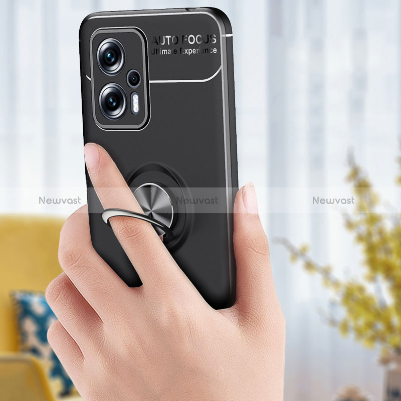 Ultra-thin Silicone Gel Soft Case Cover with Magnetic Finger Ring Stand SD1 for Xiaomi Poco X4 GT 5G