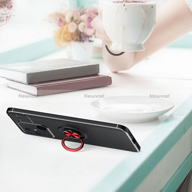 Ultra-thin Silicone Gel Soft Case Cover with Magnetic Finger Ring Stand SD1 for Xiaomi Redmi 10C 4G