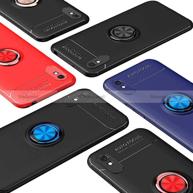 Ultra-thin Silicone Gel Soft Case Cover with Magnetic Finger Ring Stand SD1 for Xiaomi Redmi 9A