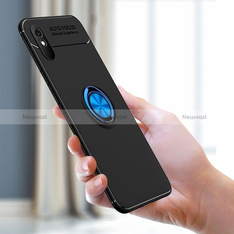 Ultra-thin Silicone Gel Soft Case Cover with Magnetic Finger Ring Stand SD1 for Xiaomi Redmi 9AT