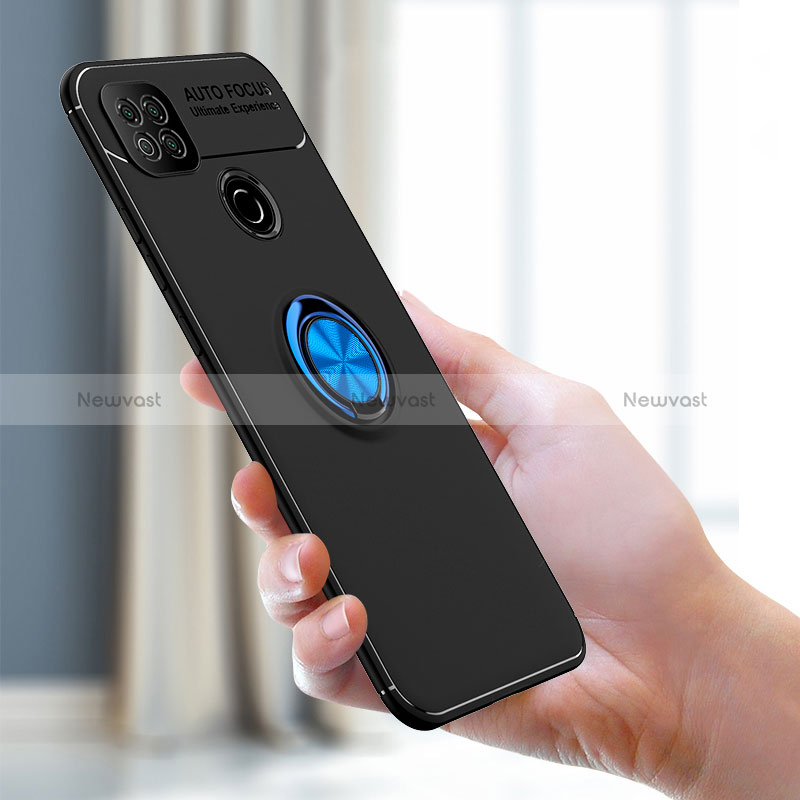 Ultra-thin Silicone Gel Soft Case Cover with Magnetic Finger Ring Stand SD1 for Xiaomi Redmi 9C NFC