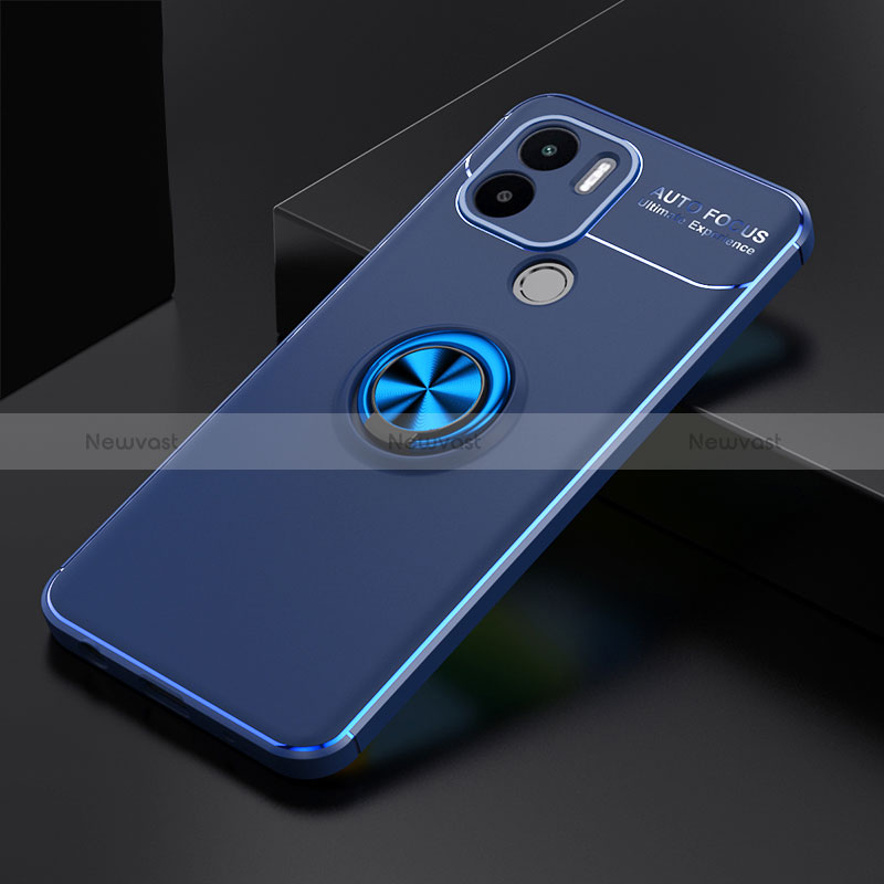 Ultra-thin Silicone Gel Soft Case Cover with Magnetic Finger Ring Stand SD1 for Xiaomi Redmi A1 Plus Blue