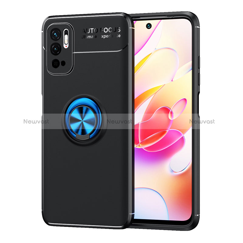 Ultra-thin Silicone Gel Soft Case Cover with Magnetic Finger Ring Stand SD1 for Xiaomi Redmi Note 10 5G