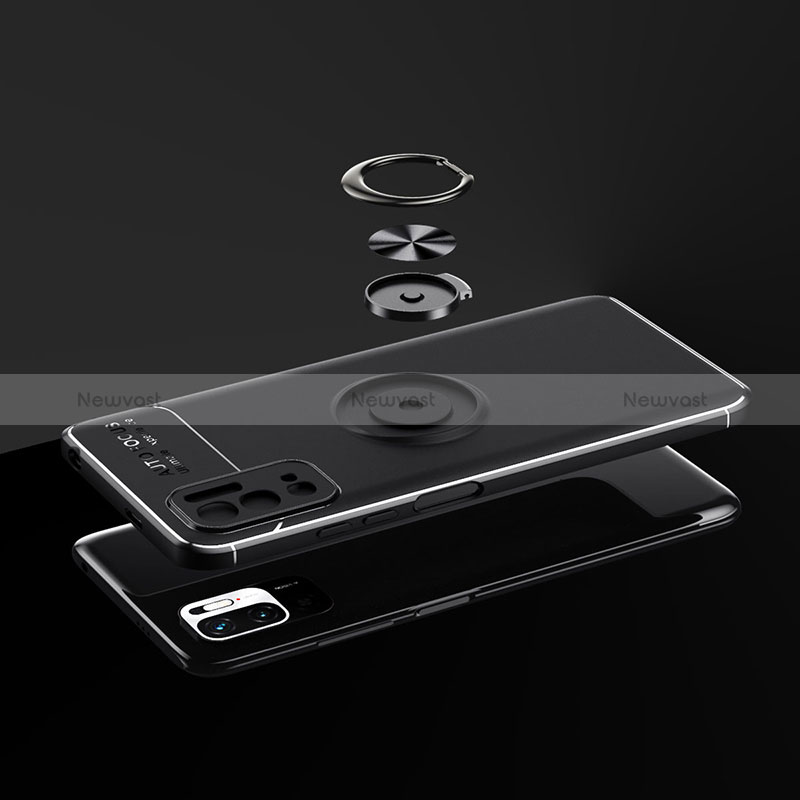 Ultra-thin Silicone Gel Soft Case Cover with Magnetic Finger Ring Stand SD1 for Xiaomi Redmi Note 11 SE 5G