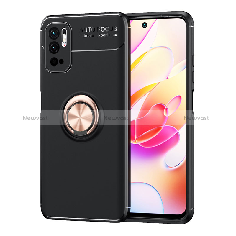 Ultra-thin Silicone Gel Soft Case Cover with Magnetic Finger Ring Stand SD1 for Xiaomi Redmi Note 11 SE 5G