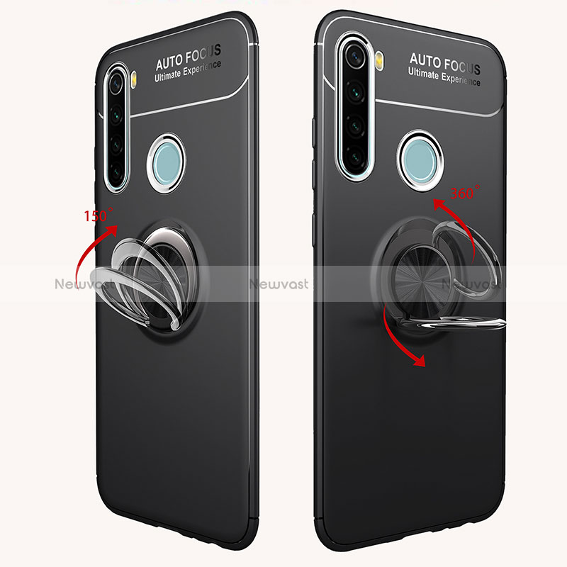 Ultra-thin Silicone Gel Soft Case Cover with Magnetic Finger Ring Stand SD1 for Xiaomi Redmi Note 8 (2021)