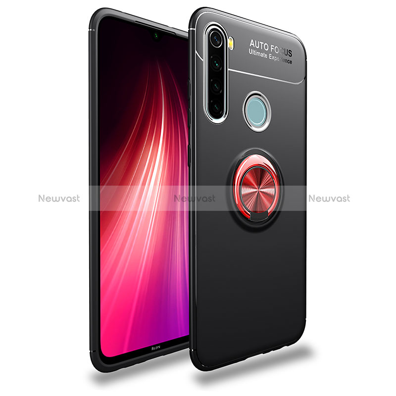 Ultra-thin Silicone Gel Soft Case Cover with Magnetic Finger Ring Stand SD1 for Xiaomi Redmi Note 8 (2021) Red and Black