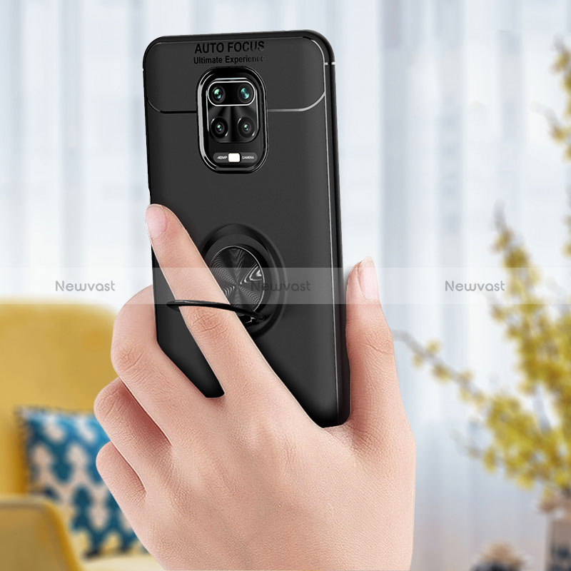 Ultra-thin Silicone Gel Soft Case Cover with Magnetic Finger Ring Stand SD1 for Xiaomi Redmi Note 9 Pro