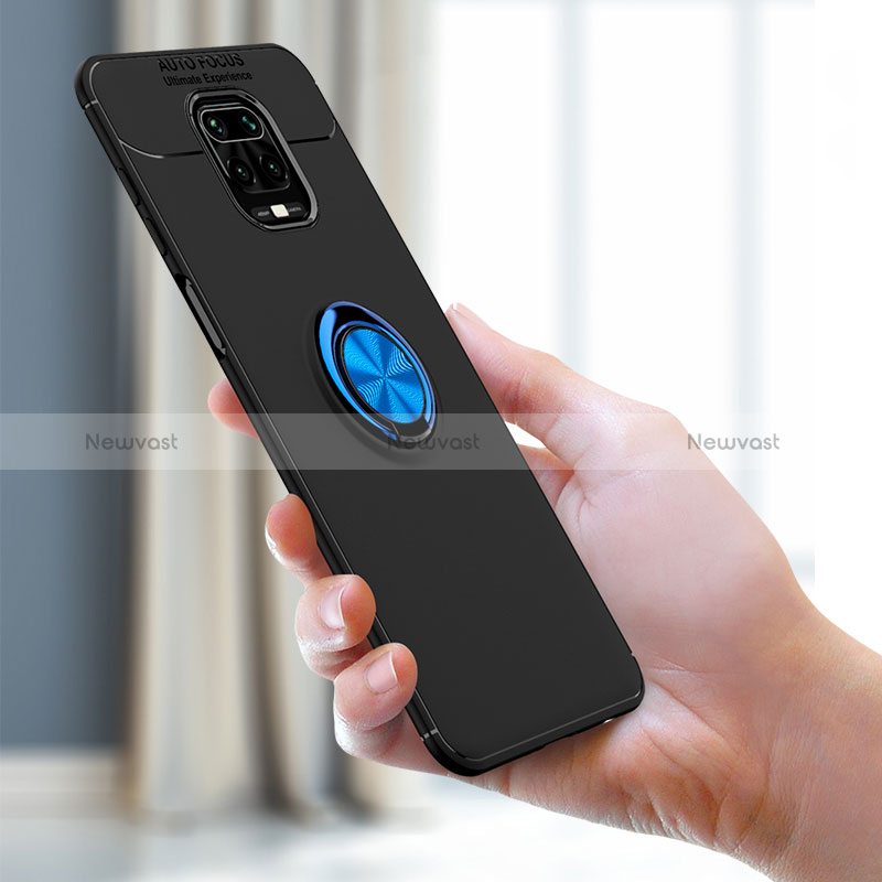 Ultra-thin Silicone Gel Soft Case Cover with Magnetic Finger Ring Stand SD1 for Xiaomi Redmi Note 9 Pro