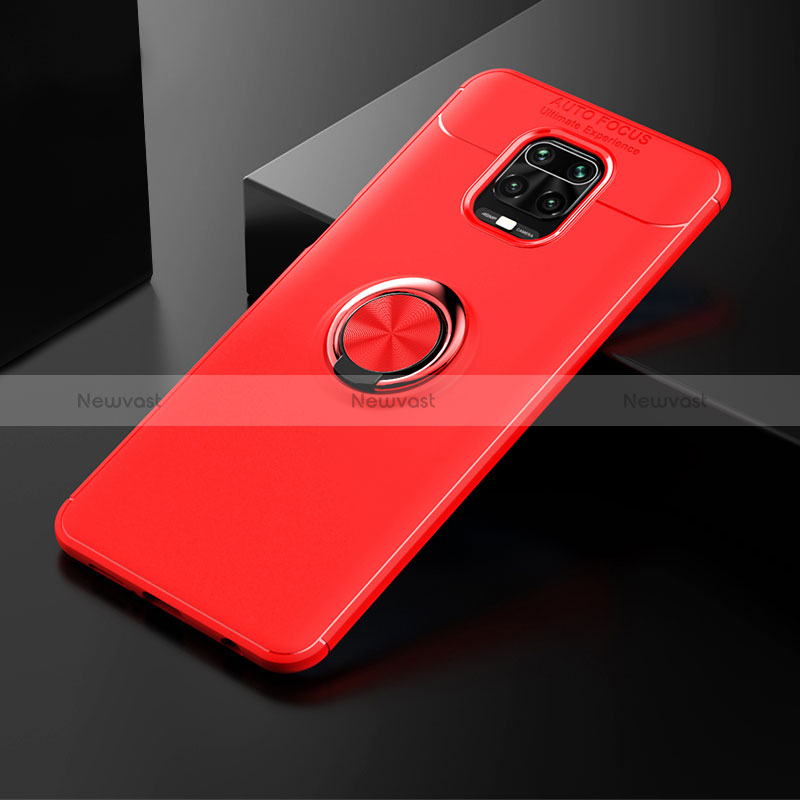 Ultra-thin Silicone Gel Soft Case Cover with Magnetic Finger Ring Stand SD1 for Xiaomi Redmi Note 9 Pro Max