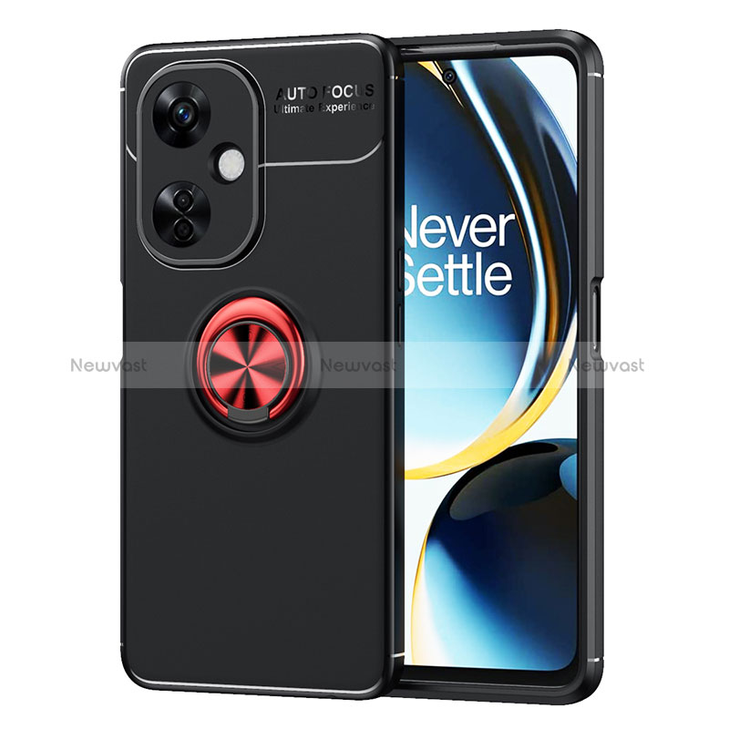 Ultra-thin Silicone Gel Soft Case Cover with Magnetic Finger Ring Stand SD2 for OnePlus Nord N30 5G