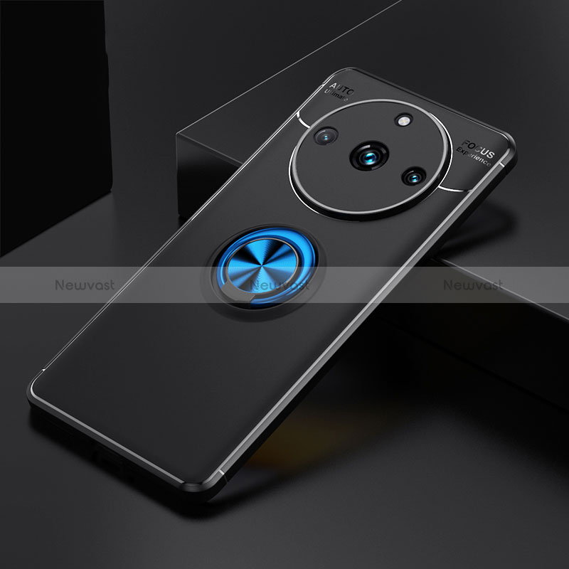 Ultra-thin Silicone Gel Soft Case Cover with Magnetic Finger Ring Stand SD2 for Realme 11 Pro+ Plus 5G