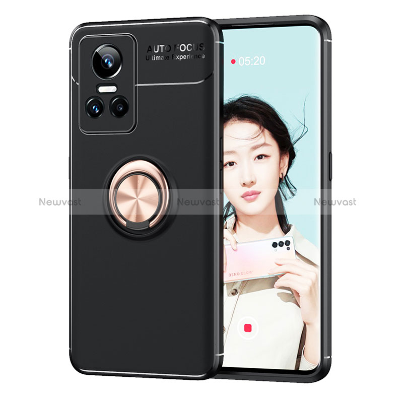 Ultra-thin Silicone Gel Soft Case Cover with Magnetic Finger Ring Stand SD2 for Realme GT Neo3 5G