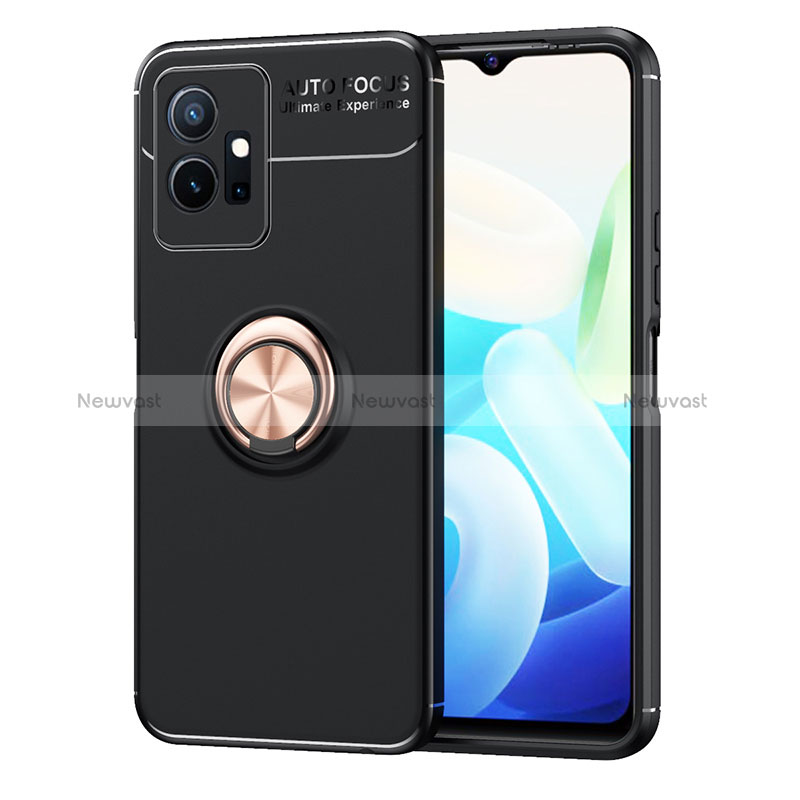 Ultra-thin Silicone Gel Soft Case Cover with Magnetic Finger Ring Stand SD2 for Vivo iQOO Z6 5G