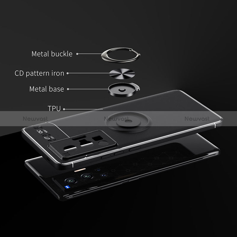 Ultra-thin Silicone Gel Soft Case Cover with Magnetic Finger Ring Stand SD2 for Vivo X70 Pro 5G