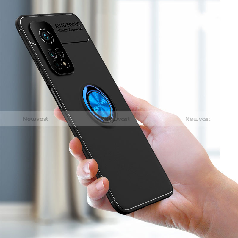 Ultra-thin Silicone Gel Soft Case Cover with Magnetic Finger Ring Stand SD2 for Xiaomi Mi 10T 5G
