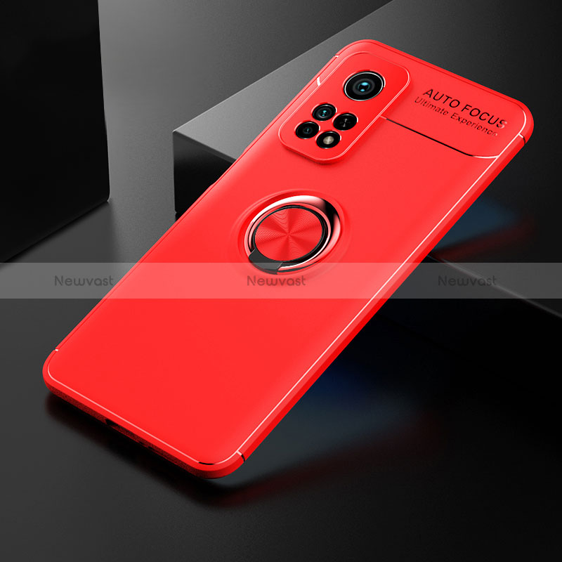 Ultra-thin Silicone Gel Soft Case Cover with Magnetic Finger Ring Stand SD2 for Xiaomi Mi 10T 5G Red