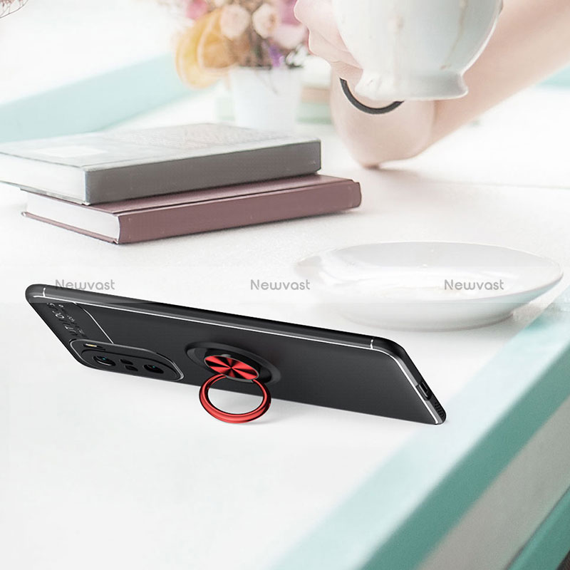 Ultra-thin Silicone Gel Soft Case Cover with Magnetic Finger Ring Stand SD2 for Xiaomi Mi 11i 5G