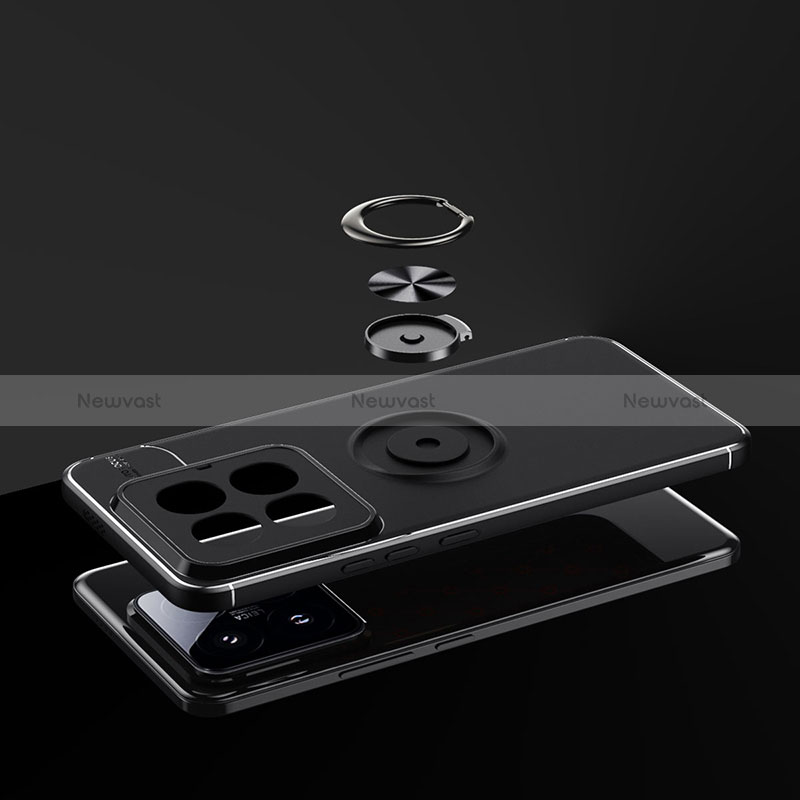 Ultra-thin Silicone Gel Soft Case Cover with Magnetic Finger Ring Stand SD2 for Xiaomi Mi 14 5G