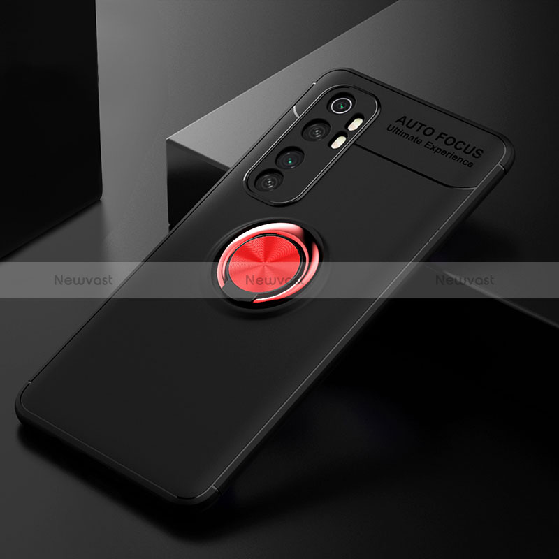 Ultra-thin Silicone Gel Soft Case Cover with Magnetic Finger Ring Stand SD2 for Xiaomi Mi Note 10 Lite