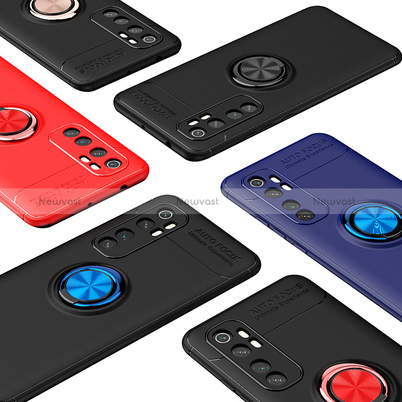 Ultra-thin Silicone Gel Soft Case Cover with Magnetic Finger Ring Stand SD2 for Xiaomi Mi Note 10 Lite