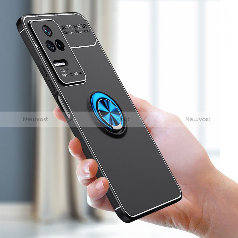 Ultra-thin Silicone Gel Soft Case Cover with Magnetic Finger Ring Stand SD2 for Xiaomi Poco F4 5G