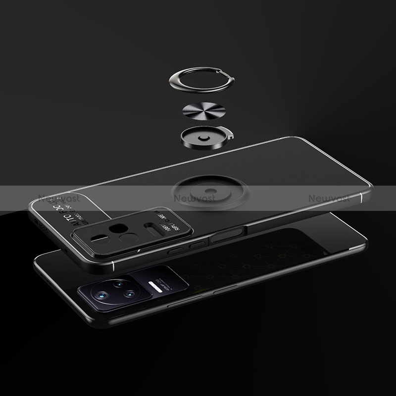 Ultra-thin Silicone Gel Soft Case Cover with Magnetic Finger Ring Stand SD2 for Xiaomi Poco F4 5G