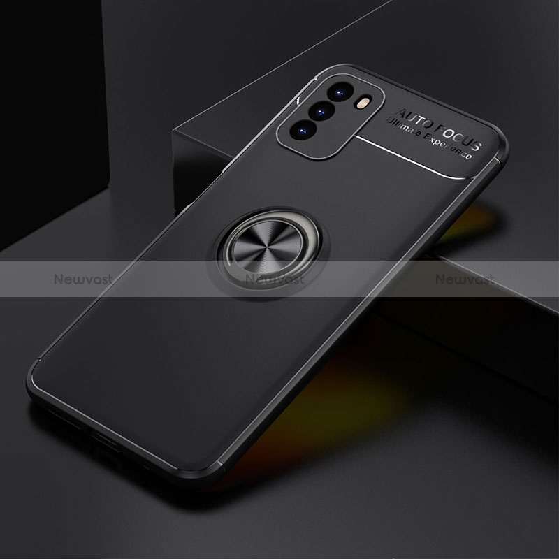 Ultra-thin Silicone Gel Soft Case Cover with Magnetic Finger Ring Stand SD2 for Xiaomi Poco M3 Black