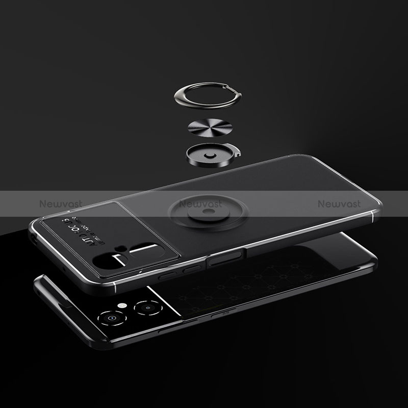 Ultra-thin Silicone Gel Soft Case Cover with Magnetic Finger Ring Stand SD2 for Xiaomi Poco M4 5G