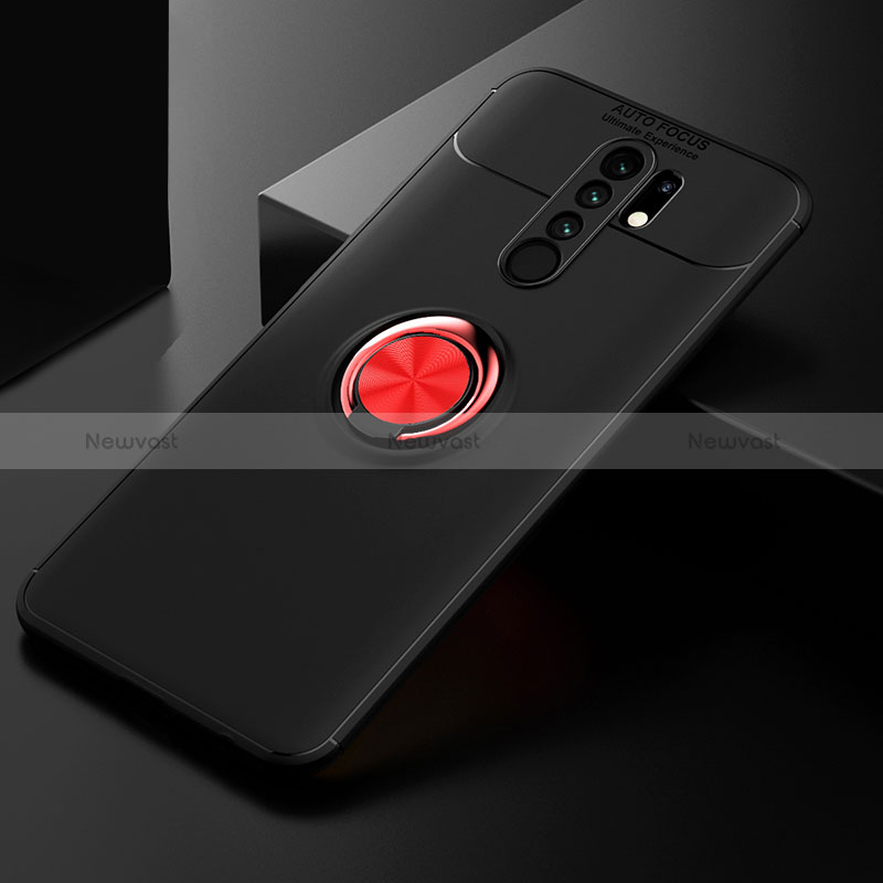 Ultra-thin Silicone Gel Soft Case Cover with Magnetic Finger Ring Stand SD2 for Xiaomi Redmi 9 Prime India