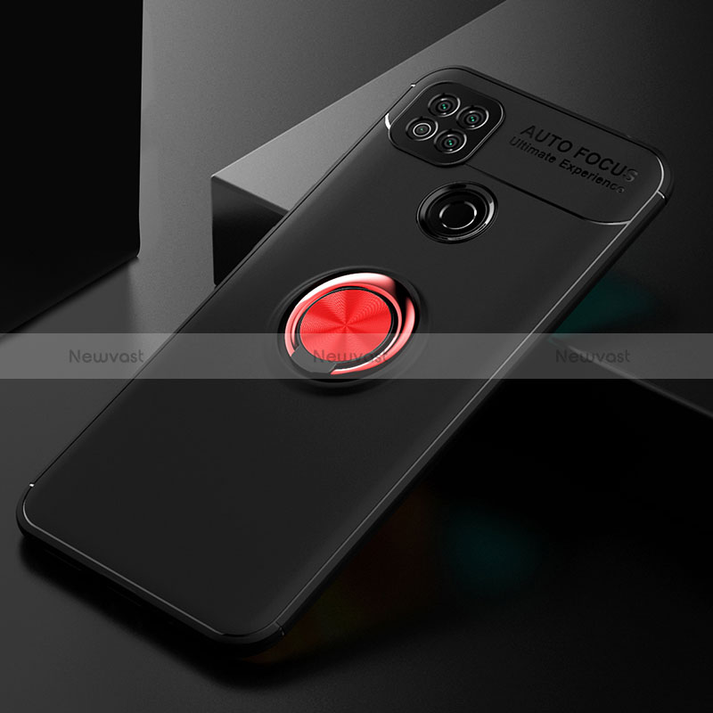 Ultra-thin Silicone Gel Soft Case Cover with Magnetic Finger Ring Stand SD2 for Xiaomi Redmi 9C NFC