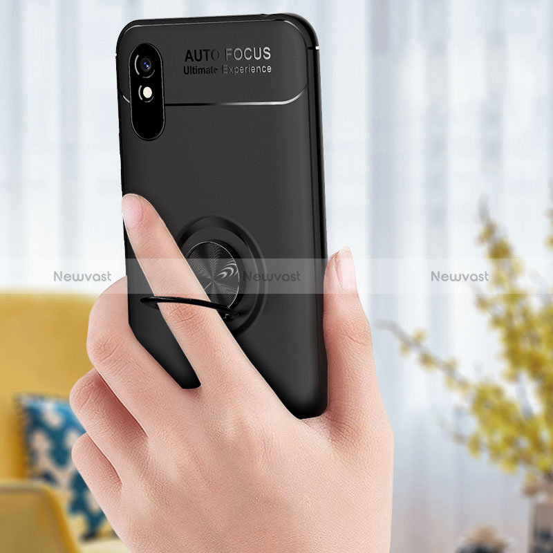 Ultra-thin Silicone Gel Soft Case Cover with Magnetic Finger Ring Stand SD2 for Xiaomi Redmi 9i