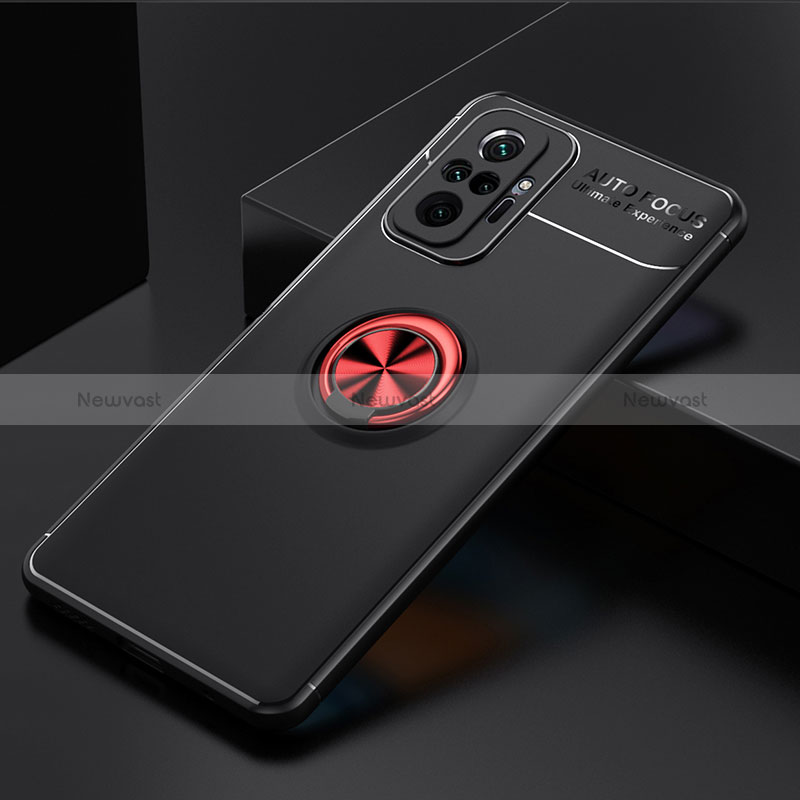 Ultra-thin Silicone Gel Soft Case Cover with Magnetic Finger Ring Stand SD2 for Xiaomi Redmi Note 10 Pro Max