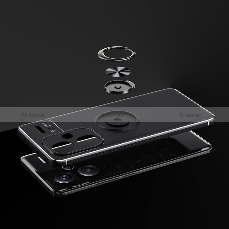 Ultra-thin Silicone Gel Soft Case Cover with Magnetic Finger Ring Stand SD2 for Xiaomi Redmi Note 13 Pro+ Plus 5G