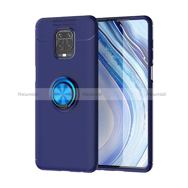 Ultra-thin Silicone Gel Soft Case Cover with Magnetic Finger Ring Stand SD2 for Xiaomi Redmi Note 9 Pro Max