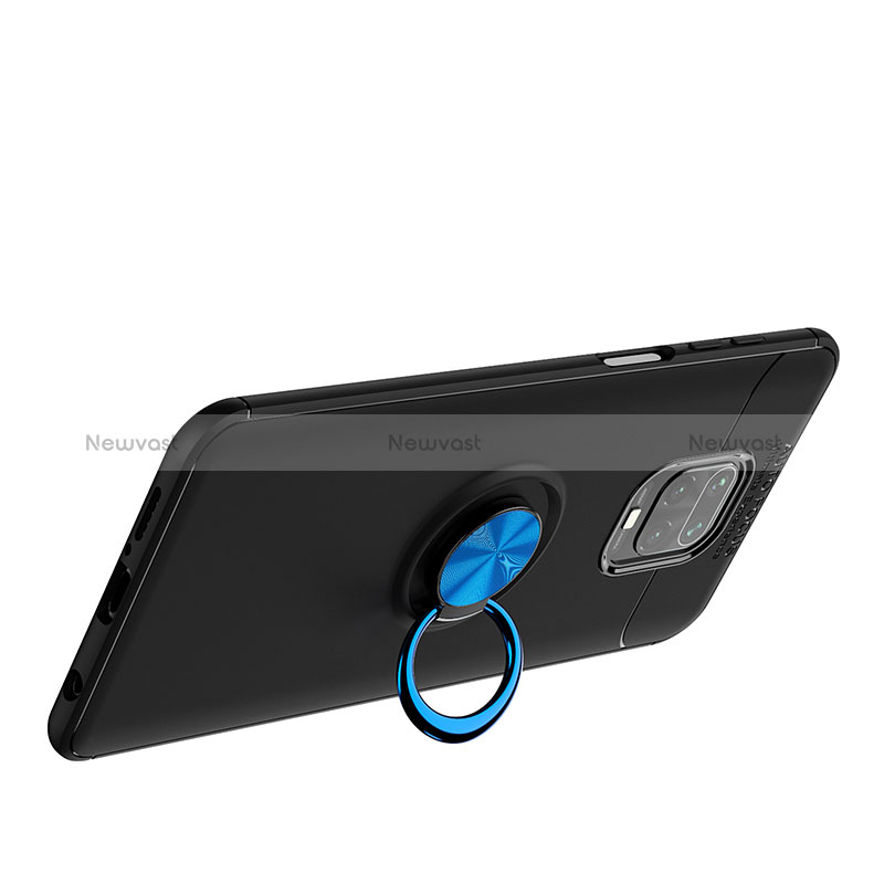 Ultra-thin Silicone Gel Soft Case Cover with Magnetic Finger Ring Stand SD2 for Xiaomi Redmi Note 9 Pro Max