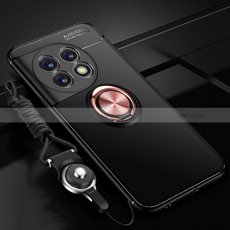Ultra-thin Silicone Gel Soft Case Cover with Magnetic Finger Ring Stand SD3 for OnePlus 11R 5G