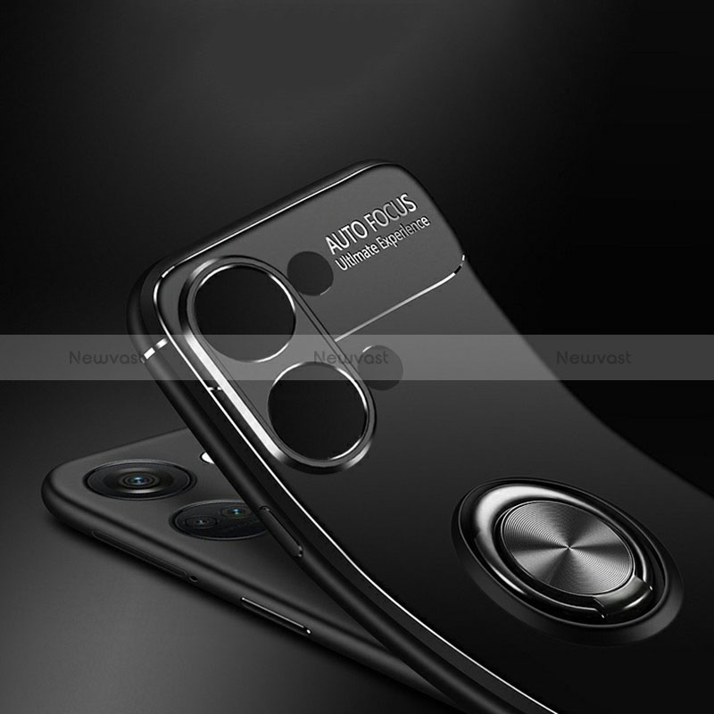 Ultra-thin Silicone Gel Soft Case Cover with Magnetic Finger Ring Stand SD3 for OnePlus Ace 2V 5G