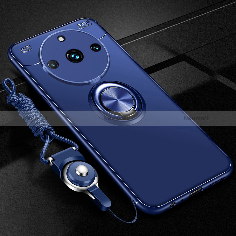 Ultra-thin Silicone Gel Soft Case Cover with Magnetic Finger Ring Stand SD3 for Realme 11 Pro 5G