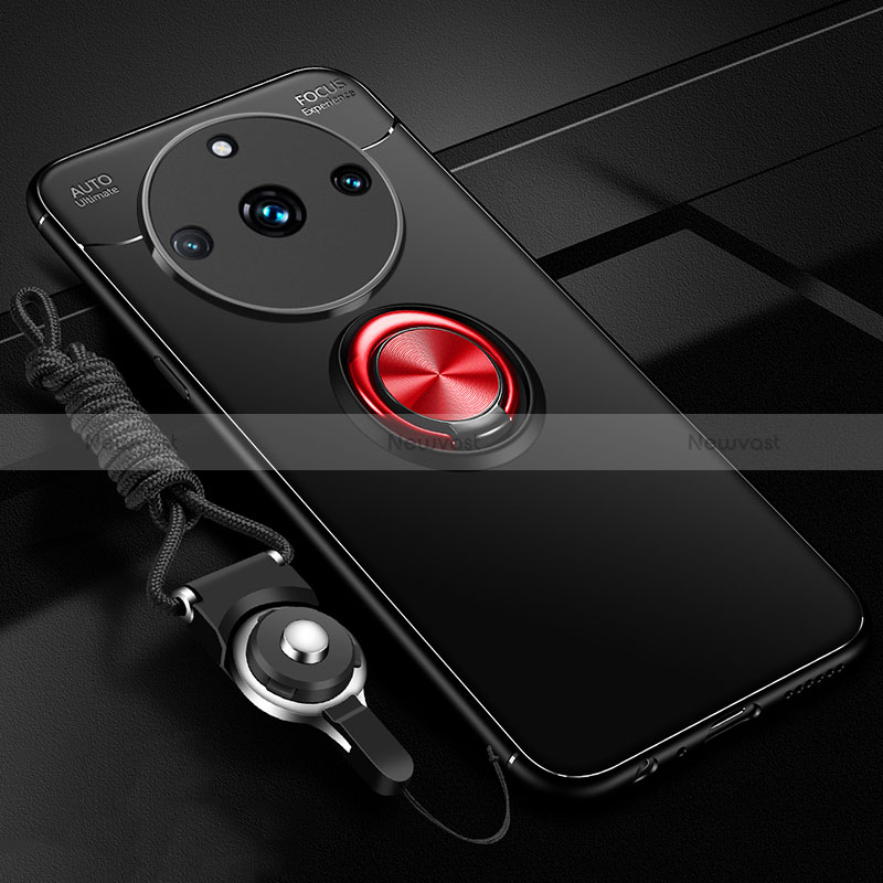 Ultra-thin Silicone Gel Soft Case Cover with Magnetic Finger Ring Stand SD3 for Realme 11 Pro+ Plus 5G
