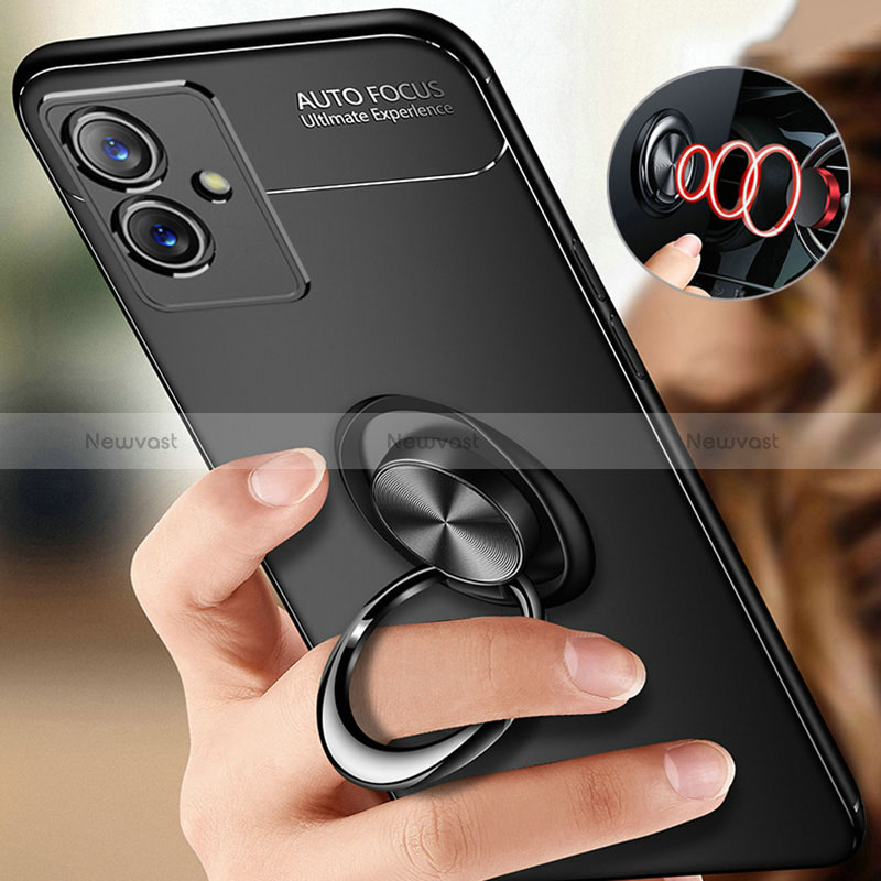 Ultra-thin Silicone Gel Soft Case Cover with Magnetic Finger Ring Stand SD3 for Vivo iQOO Z6 5G