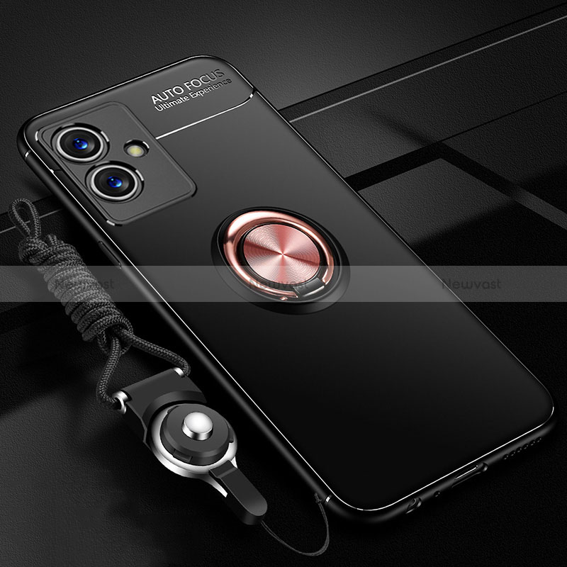 Ultra-thin Silicone Gel Soft Case Cover with Magnetic Finger Ring Stand SD3 for Vivo iQOO Z6 5G