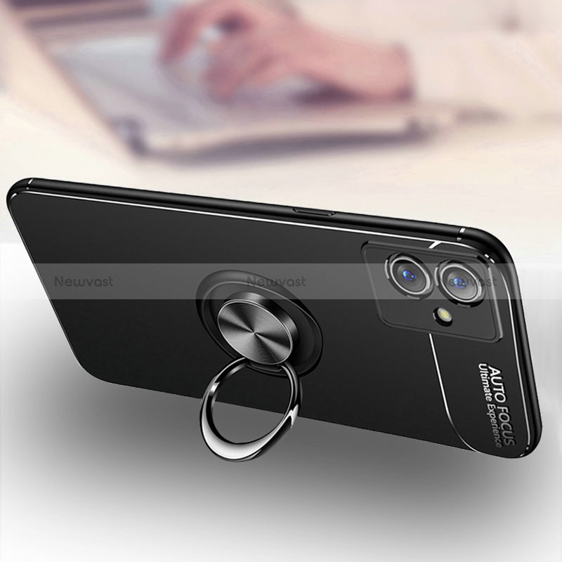 Ultra-thin Silicone Gel Soft Case Cover with Magnetic Finger Ring Stand SD3 for Vivo iQOO Z6 5G