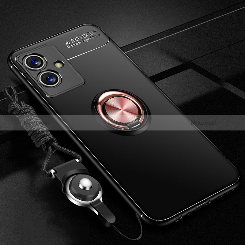 Ultra-thin Silicone Gel Soft Case Cover with Magnetic Finger Ring Stand SD3 for Vivo T1 5G India