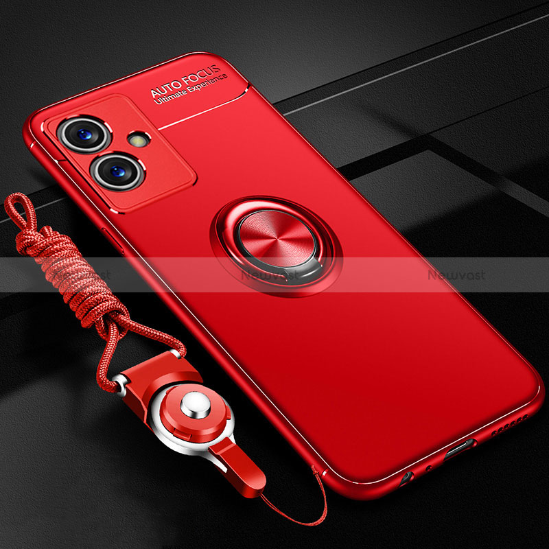 Ultra-thin Silicone Gel Soft Case Cover with Magnetic Finger Ring Stand SD3 for Vivo T1 5G India
