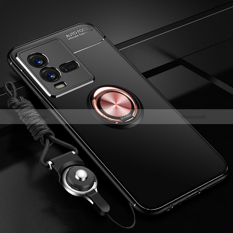 Ultra-thin Silicone Gel Soft Case Cover with Magnetic Finger Ring Stand SD3 for Vivo V25 5G