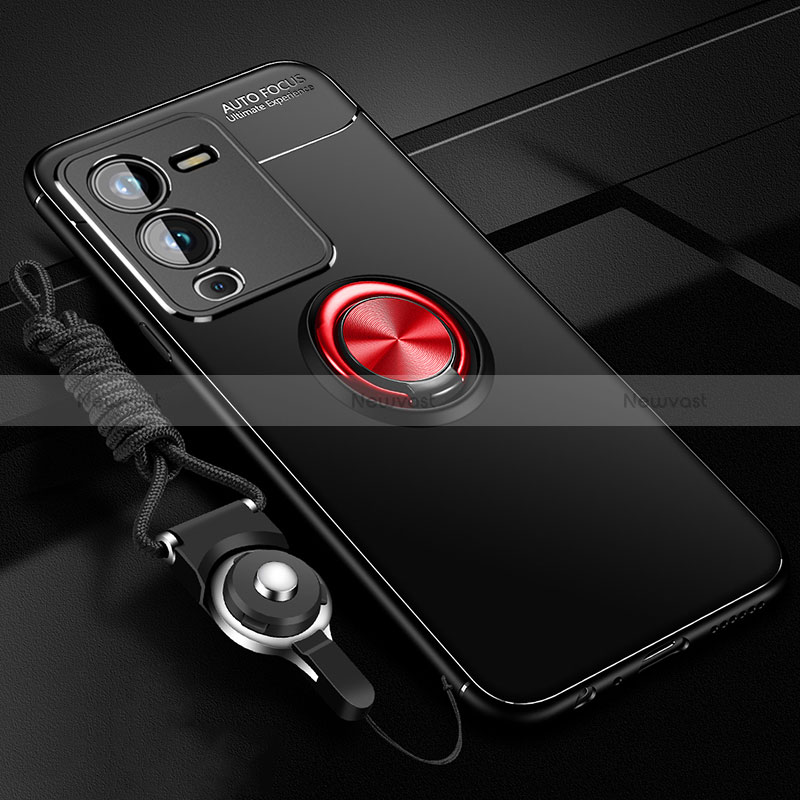 Ultra-thin Silicone Gel Soft Case Cover with Magnetic Finger Ring Stand SD3 for Vivo V25 Pro 5G