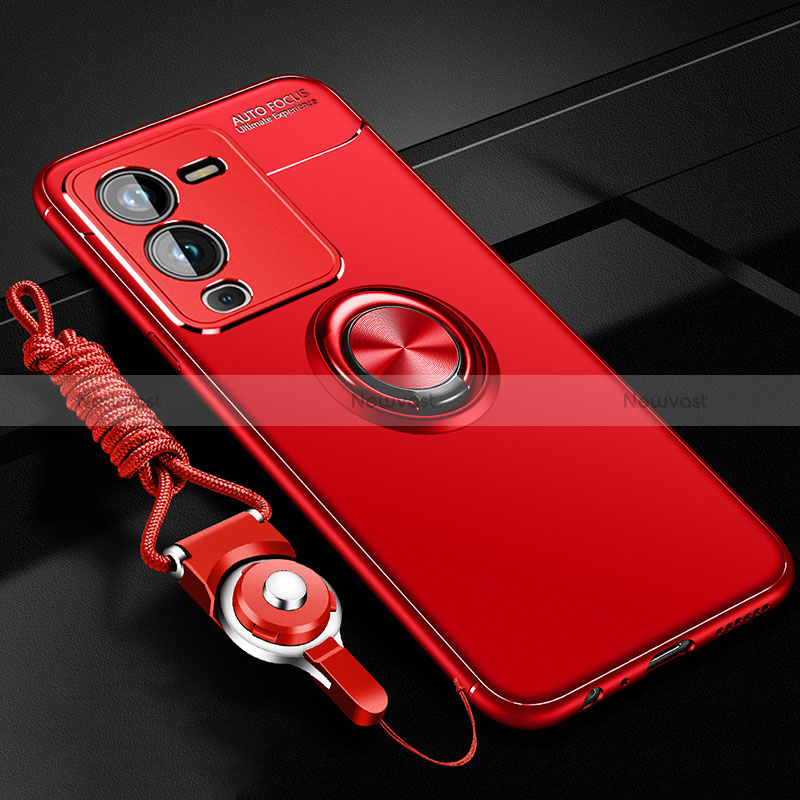Ultra-thin Silicone Gel Soft Case Cover with Magnetic Finger Ring Stand SD3 for Vivo V25 Pro 5G